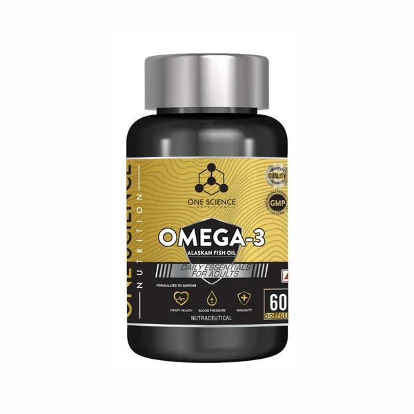 One Science Omega-3 Alaskan Fish Oil | 1000mg Softgels with 540mg EPA + 360mg DHA | Heart, Brain & Joint Health Support