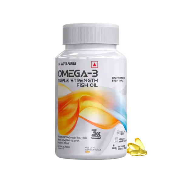 Big Muscles Omega 3 Triple Strength Fish Oil | 60 Softgels | 1000mg EPA + DHA | Supports Heart, Brain & Joint Health