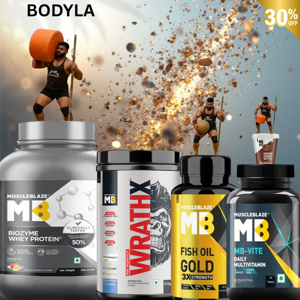 MuscleBlaze Combo Weight Lifting (Stone Lifting) Kit 🏋️‍♂️  All-in-One Kit for Strength, Muscle Growth & Recovery