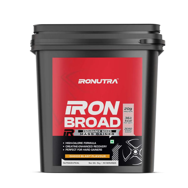 Iron Broad Gainer | 5kg | High-Calorie Mass Gainer for Rapid Muscle Growth & Recovery | Available in Choco Blast, Vanilla Cream & Napolean Ice Cream Flavors