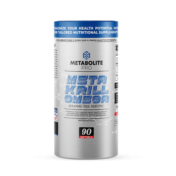 META KRILL OMEGA by Metabolite | 500mg Krill Oil | Rich in EPA, DHA & Astaxanthin | 90 Softgels