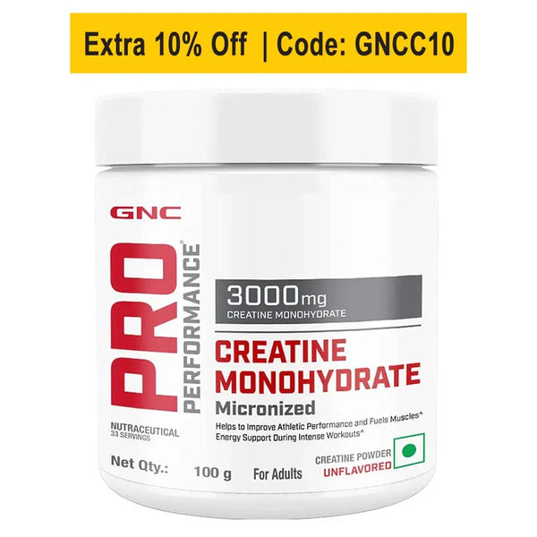 GNC Pro Performance Pure Micronized Creatine Monohydrate | 100g / 250g / 400g | Supports Strength, Muscle Growth & Workout Performance | Flavours: Unflavoured, Blueberry, Cranberry, Orange
